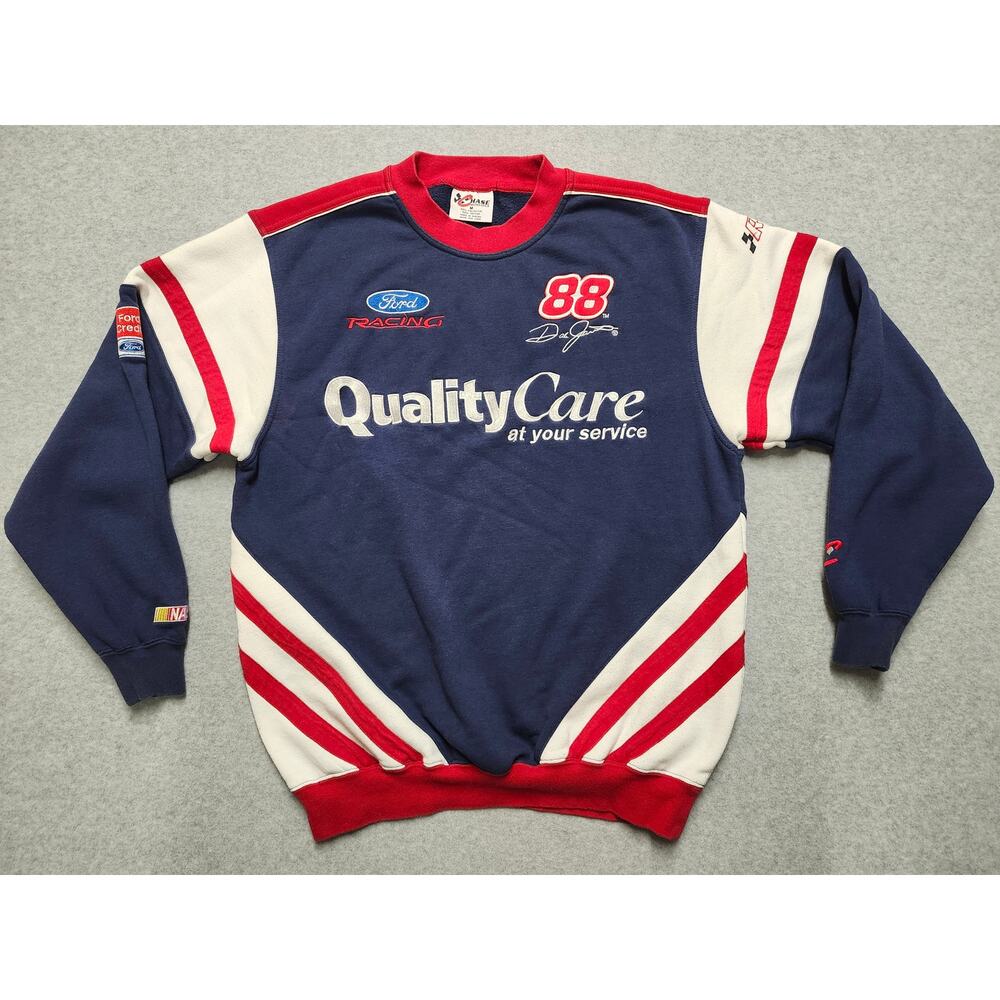 Vintage Dale Jarrett 88 Quality Care Ford Racing Sweatshirt Mens Medium NASCAR
